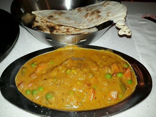 Veg curry with naan bread at Saravana Bhavan - Silom in Bangkok