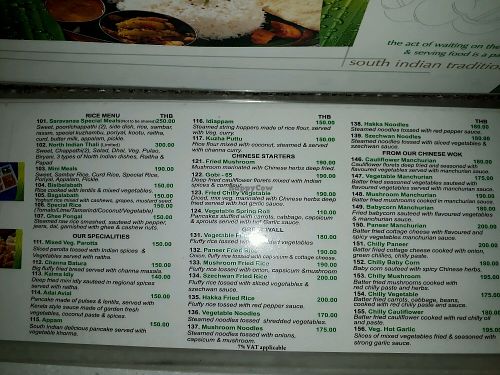 Menu 4 at Saravana Bhavan - Silom in Bangkok