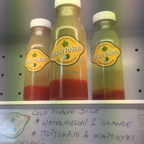 organic juice  at Vegan Nation in Athens