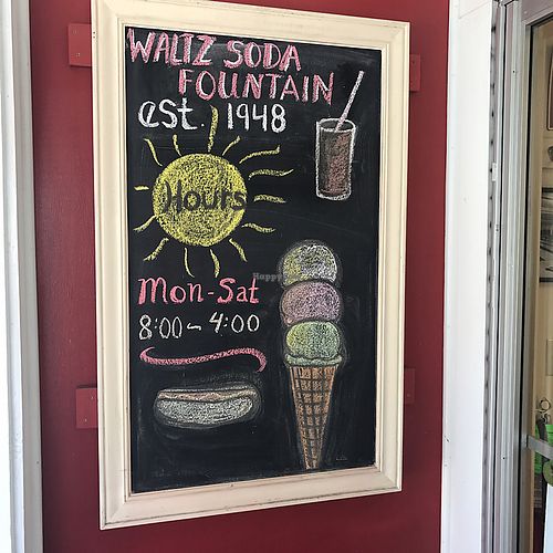 hours of business at Waltz's Soda Fountain in Damariscotta