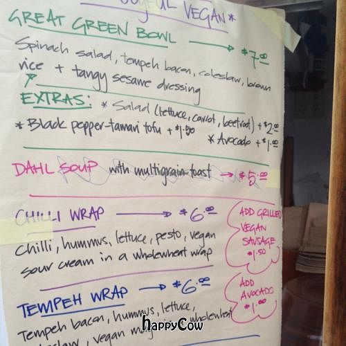 menu 2 at The Joyful Vegan Cafe - Food Van in Dunedin