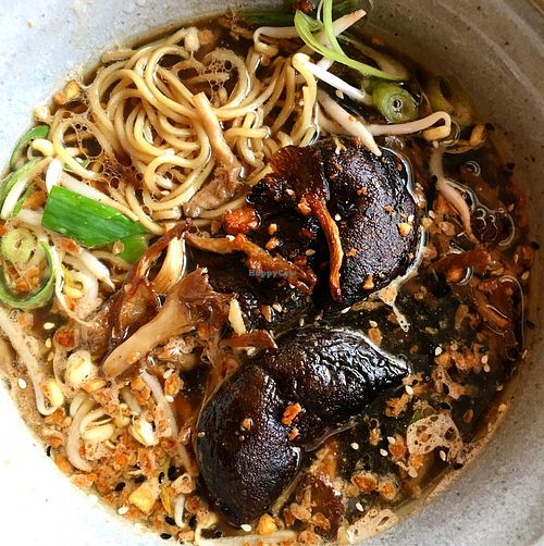Vegan mushroom umami ramen. at Fat Ramen in Helsinki