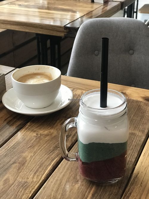 Blackberry smoothie with spirulina  at Veggy Cafe & Shop in Krasnoyarsk