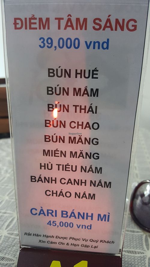 soup menu at Phuc Thien in Ho Chi Minh City
