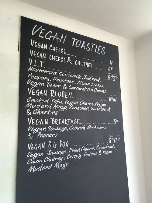 Vegan menu. at The Coffee Counter in Brighton