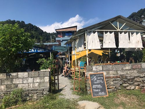 Lake side at The Juicery Cafe in Pokhara