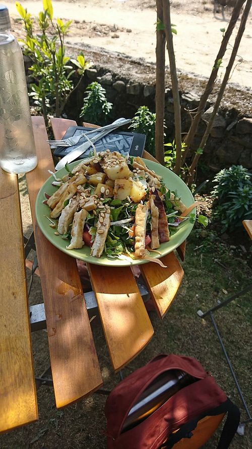 Vegan tofu salad at The Juicery Cafe in Pokhara