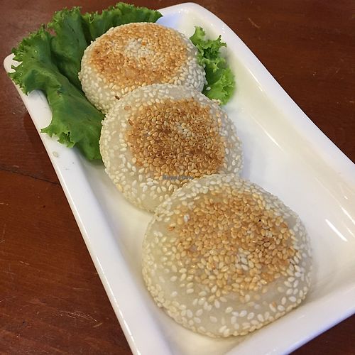 sesame pancakes  at Mei Sin 美欣素食 in Hualien