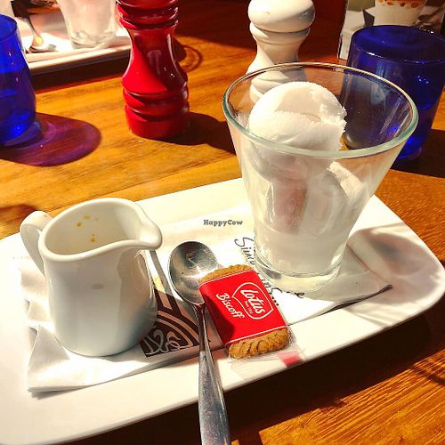 Coconut sorbet with espresso on the side to make affogato  at Pizza Express - High St in Cardiff