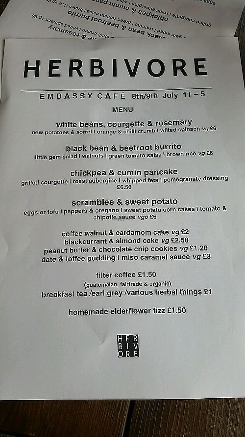 Weekend Menu changes! at Herbivore in Cardiff