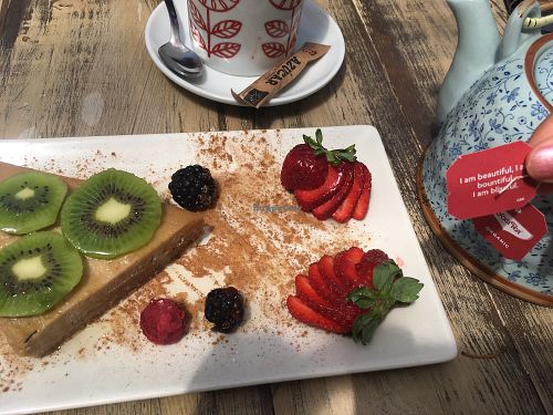 Vengan chees cake at Tarifa EcoCenter in Tarifa