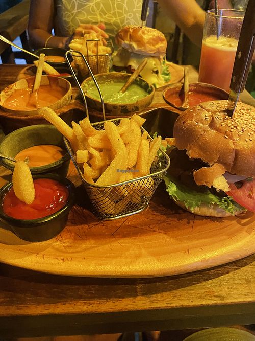 Soy Burger and Friess  at Spirulina in Puerto Escondido