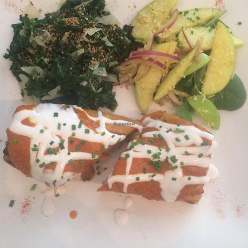 Indian Vegetable & Chickpea Enchiladas with Bombay Sauce	  at Garden Cafe of Woodstock in Woodstock