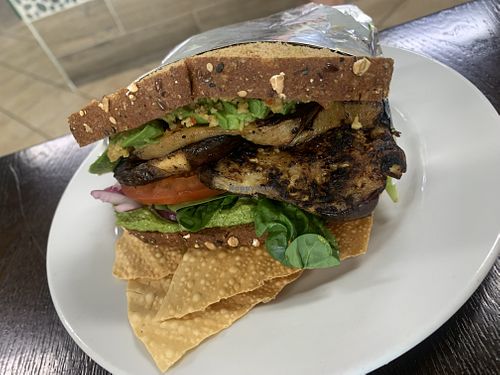 Eggplant panini on multigrain   at Zest Kitchen in Rocklin