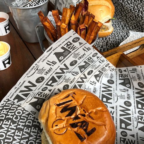 Veggie Burger and sweet potato fries at Raw Burger and Bar in Sao Paulo