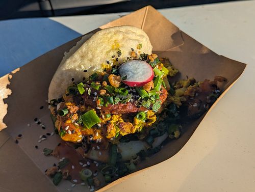 Vegan breakfast bao from a stall at Wild Oats Market in Sedgefield
