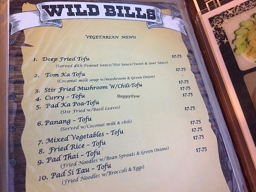 Vegetarian Menu at Wild Bill's Bar & Grill in Saipan