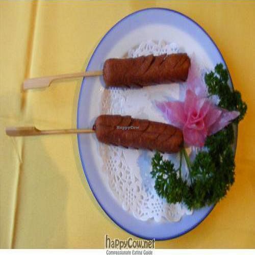 this is VEGAN !!! really ! smell, looks like... meat at Baihe - Lily Vegetarian - Dongcheng in Beijing