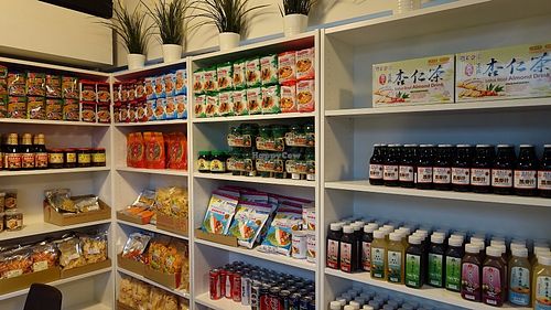 Small grocery section on the ground floor at Time's Vege 时'素 in West Singapore