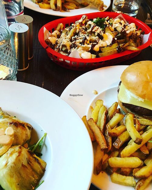 Burger and loaded fries   at Harmonium in Edinburgh