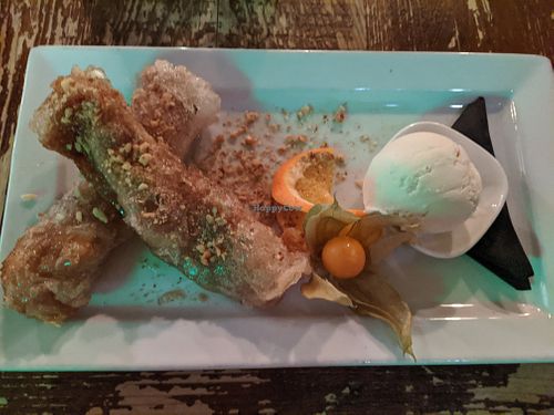 Apple-cinnamon spring rolls at Harmonium in Edinburgh