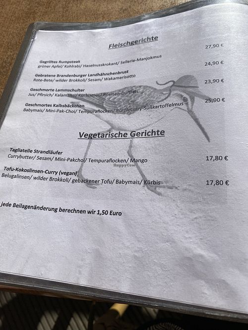 One changing vegan main dish on the menue at Zum Strandläufer in Ahrenshoop