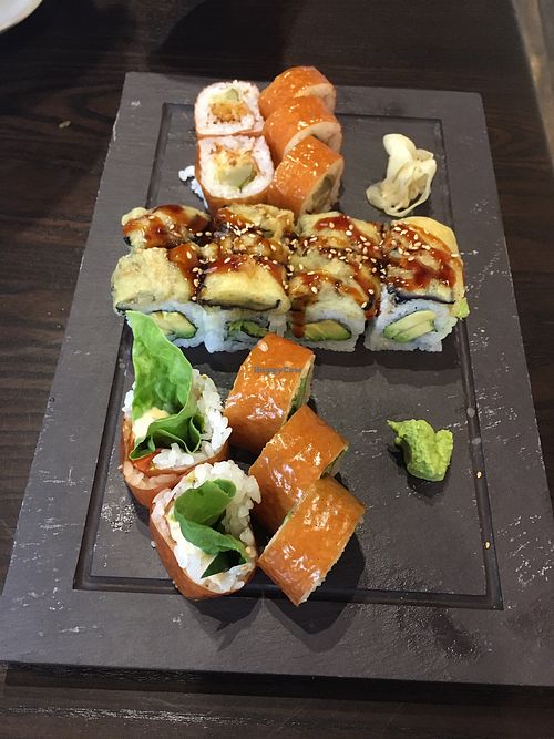 Three vegan rolls at Blue Sushi Sake Grill in Naperville