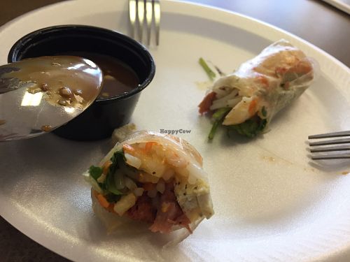 Nice, full & tasty summer roll! (Has egg & fake meat) at BobaTea Garden in San Antonio