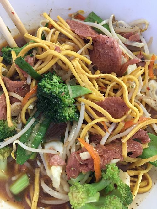#106 Crispy Chow-Mein with Roasted "Chicken" and Vegetables (quotes are mine) at BobaTea Garden in San Antonio