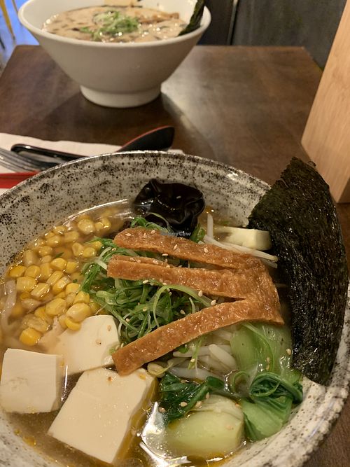 Vegan Ramen with udon noodle.  at Ramen Lab in Boca Raton