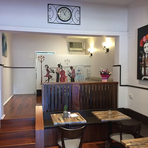 inside cafe at Olivia Spring Cafe in Moonee Ponds