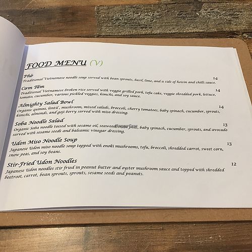 food menu at Olivia Spring Cafe in Moonee Ponds