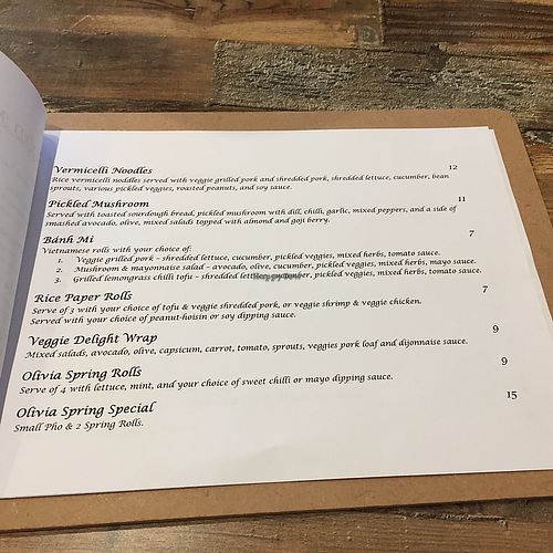 food menu page 2 at Olivia Spring Cafe in Moonee Ponds