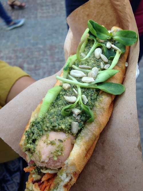 Spaniel hotdog at Dogs Like Ducks in Lviv