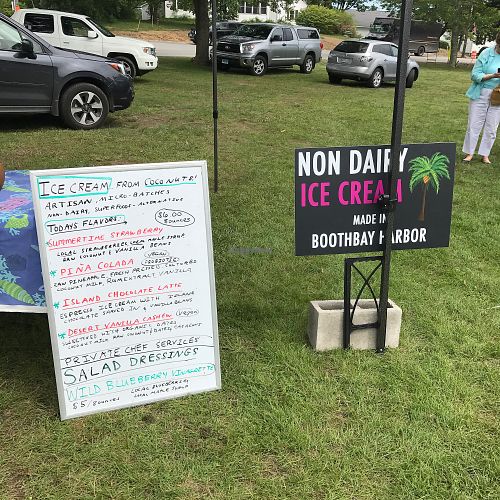 vegan ice cream at Thursday Farmers Market in Boothbay