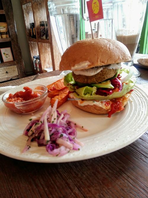 chickpea burger at Zula Vegetarian Paradise in Seminyak