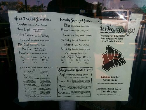 menu 2 at Loko Wraps in Kailua Kona