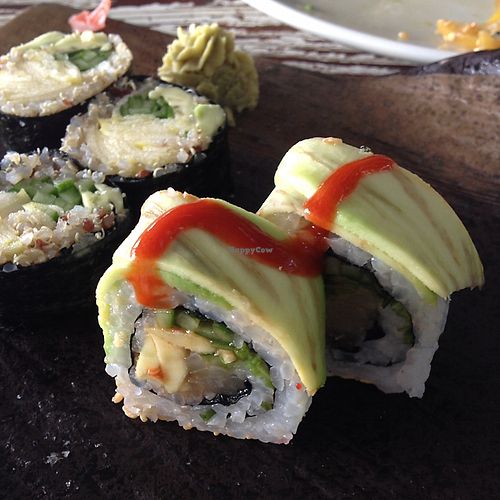 vegan sushi - avocado pineapple roll at Eatery in Cairo