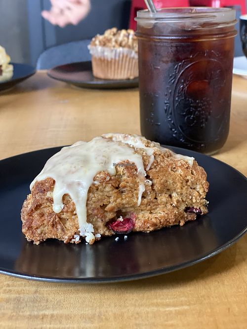 Cranberry orange scone and cold brew   at Jet Black Coffee Company - Gateway in Portland