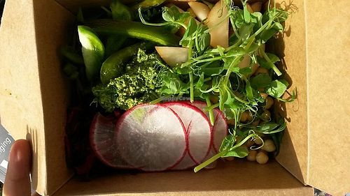 my pic doesn't do justice to this salad, hiding a lot of deliciousness under the leaves at Hearth Juice Bar and Grocer in Hamilton