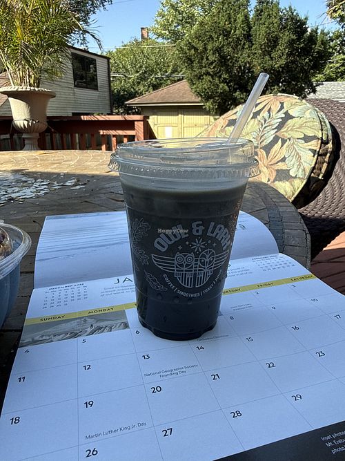 charcoal latte  at Owl and Lark in La Grange