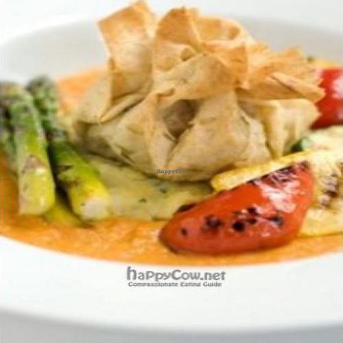 Our spinach & 'ricotta' stuffed phyllo purse at Radha Yoga and Eatery in Vancouver