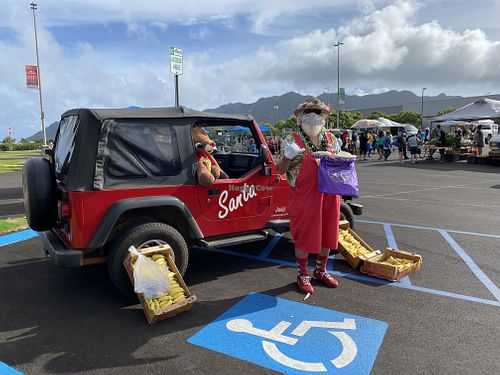 Santa at the market at Farmer's Market in Lihue