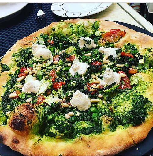 pesto, pine nut and vegan ricotta pizza  at Wynn Hotel - Jardin in Las Vegas