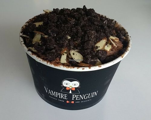 Vegan Chocolate Snow, With Oreos and Almonds at Vampire Penguin in Eureka
