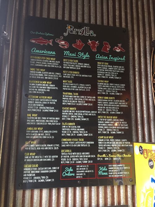 Menu at Parrilla Grill in Bend
