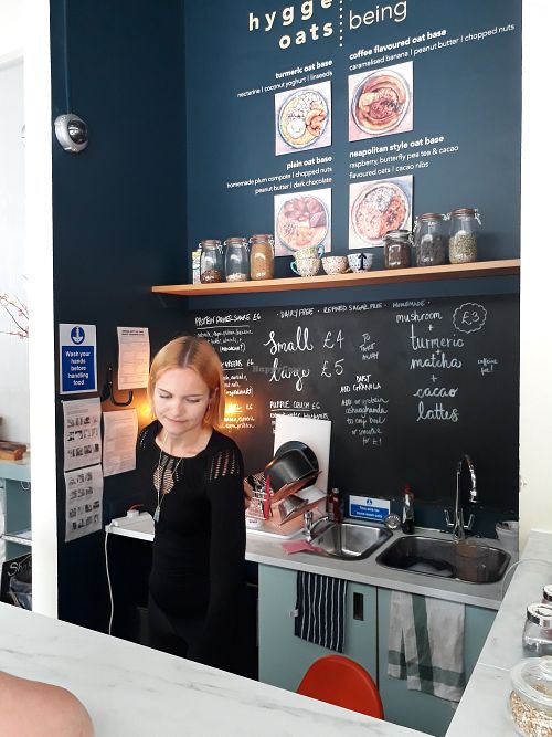 The breakfast bar inside Breeze Yoga at Hygge Oats in Beckenham