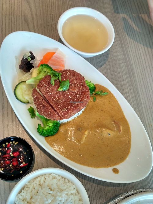 Chickenless Cutlet Curry Rice at $7.8 at Truly Vegetarian in Central Singapore