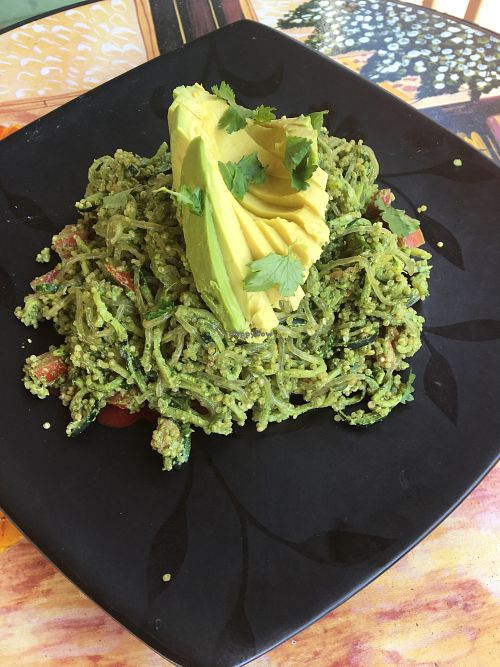 TODAY'S LUNCH SPECIAL: Oodles of Noodles! We have 2 noodles dishes available - our famous @manitobaharvest hemp seed pesto zucchini noodle bowl + macadamia mac n cheese noodles. A beautiful nourishing feast! 100% organic, plant based, gluten-free yumminess!!! That's how we spi-rollll  at Pure Joy Kitchen in Bend