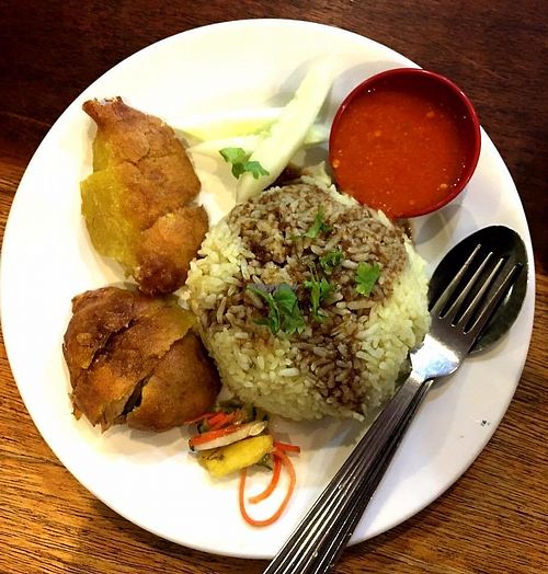 fried chicken rice  at Harmony Kopitiam in Muar